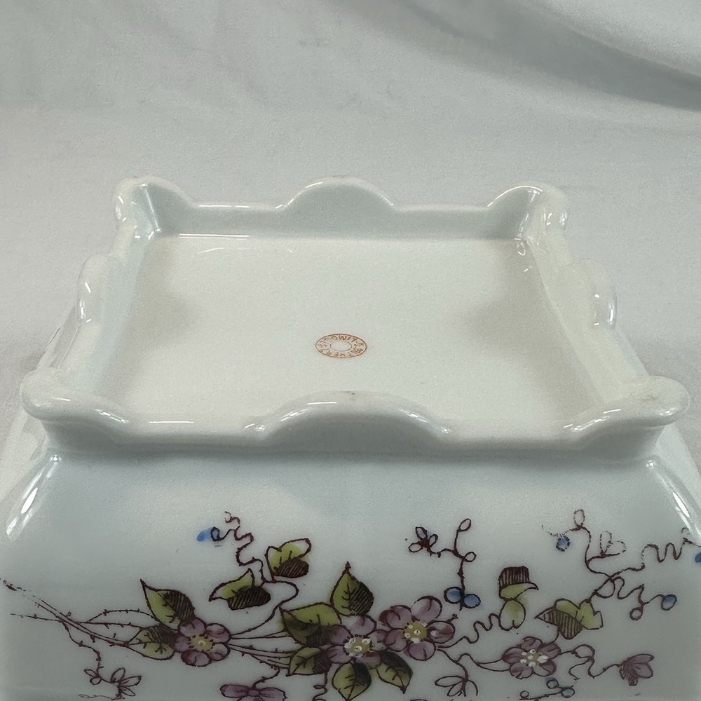 Limoges France Porcelain Trinket Box Floral Square Lidded Dresser Jar 5.25" - Picture 13 of 16